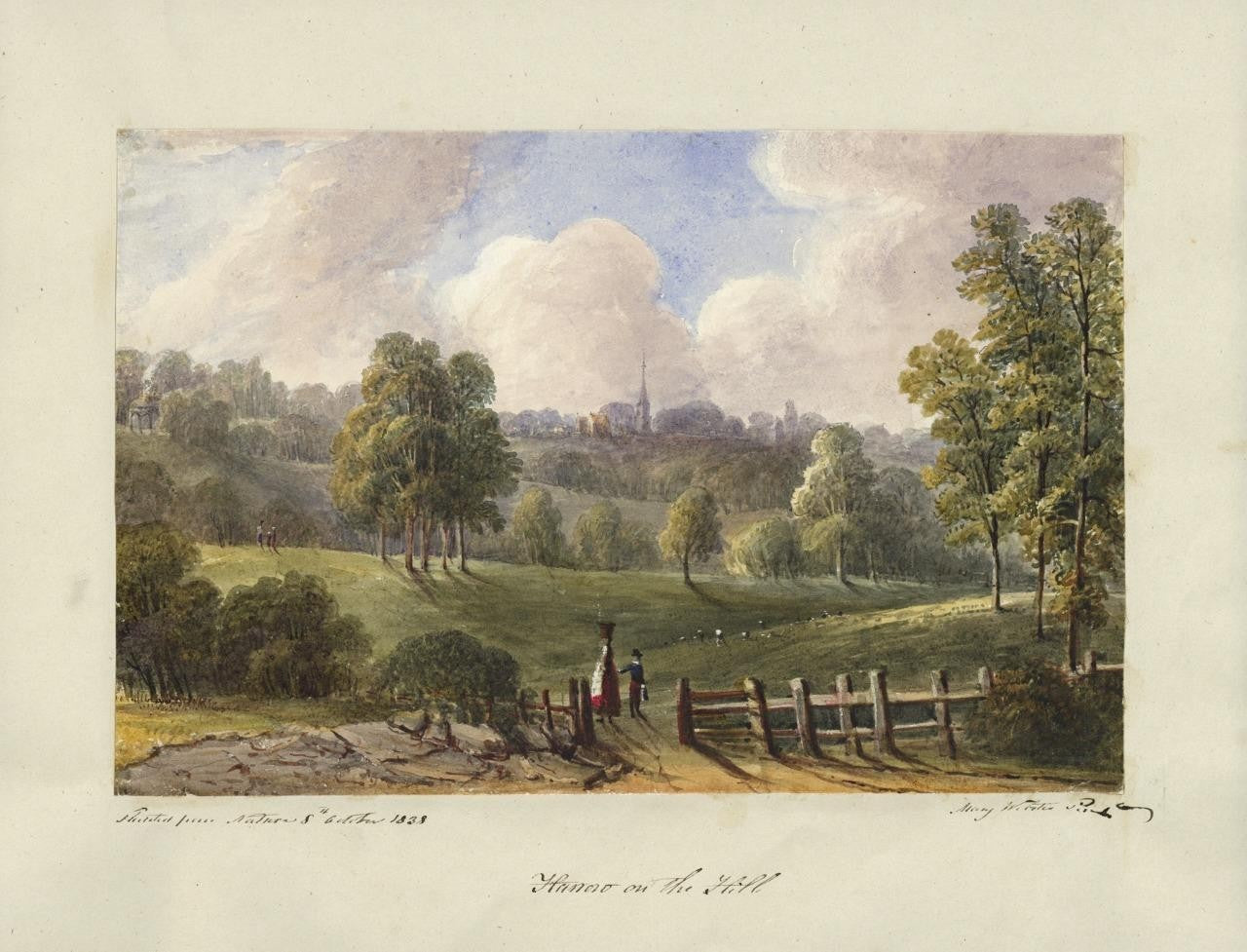 Mary Webster (1794-1883) Watercolour Painting - Harrow On The Hill London 183810