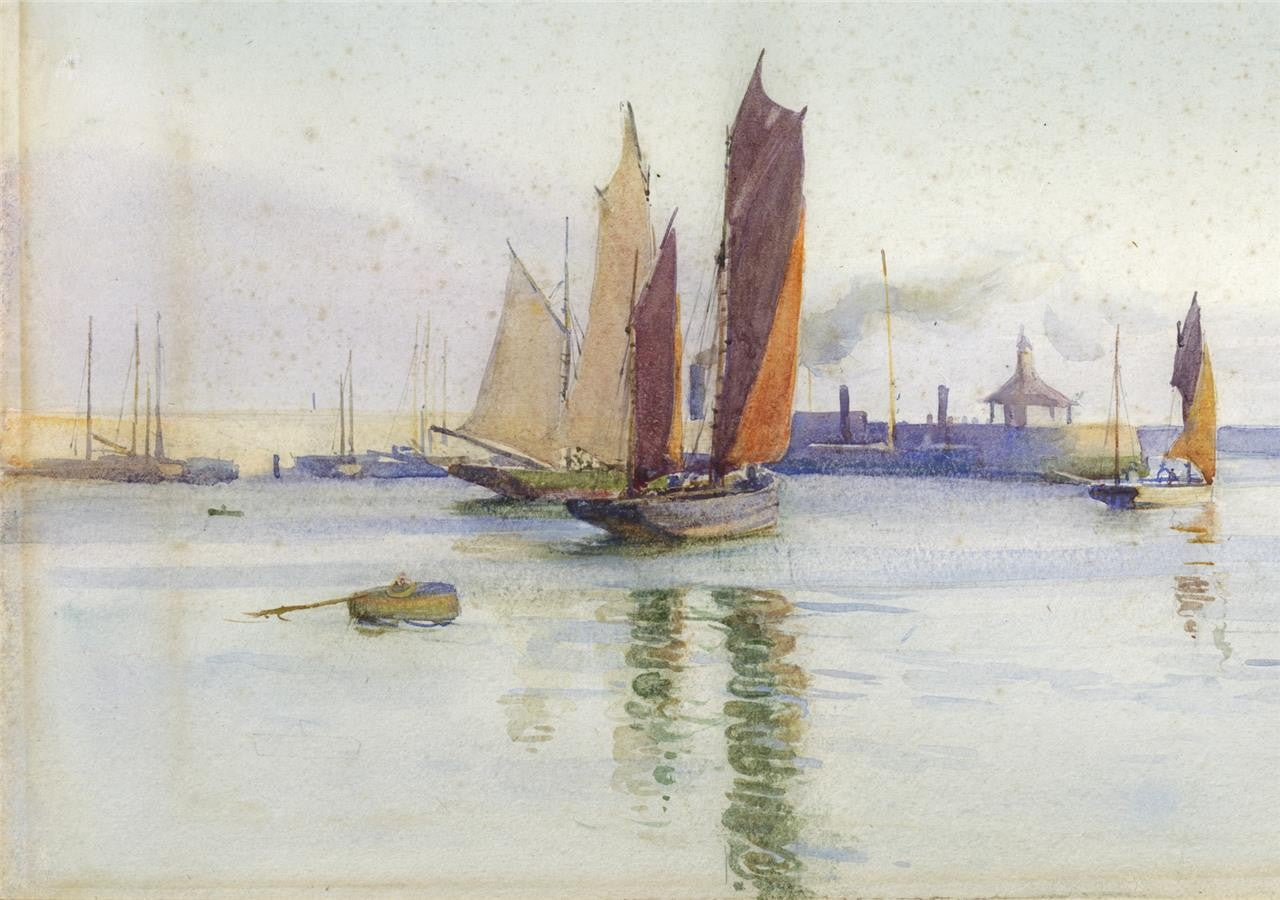Ethel Kirkpatrick (1869-1966) Watercolour Painting - Boats In Harbour 18973