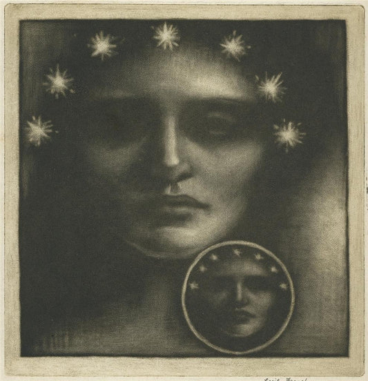 Cecil French (1879-1953) Pencil Signed Mezzotint - Two Worlds0