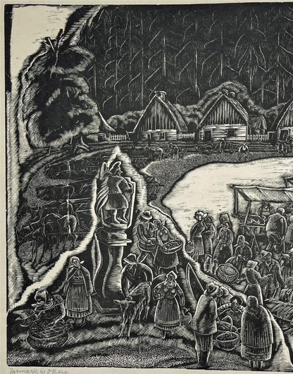 Stefan Mrozewski (1894-1975) Woodcut Signed In Pencil - Village In Poland - 19324