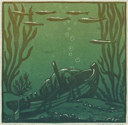 Bernard Sleigh (1872-1954) Pencil Signed Woodcut - Under The Sea0