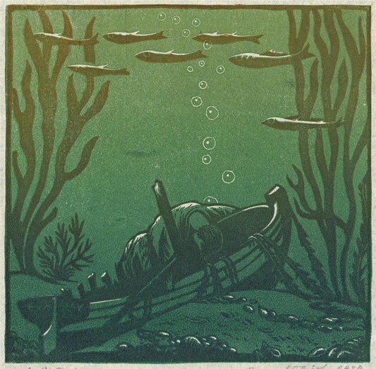 Bernard Sleigh (1872-1954) Pencil Signed Woodcut - Under The Sea0
