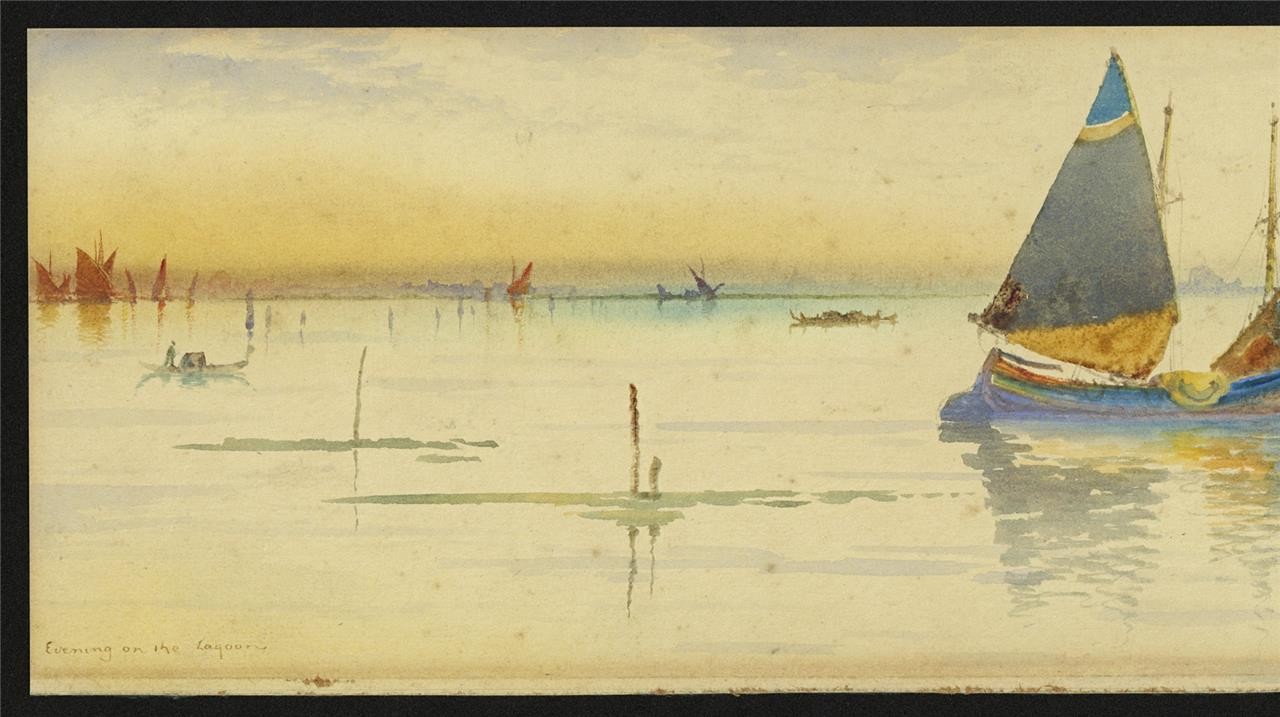 Evening On The Lagoon Venice Italy - Watercolour Painting - Signed Avondale4