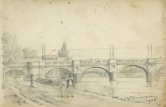 Walter Duncan (1848-1932) - Pencil Drawing - Kingston Bridge, London 19060