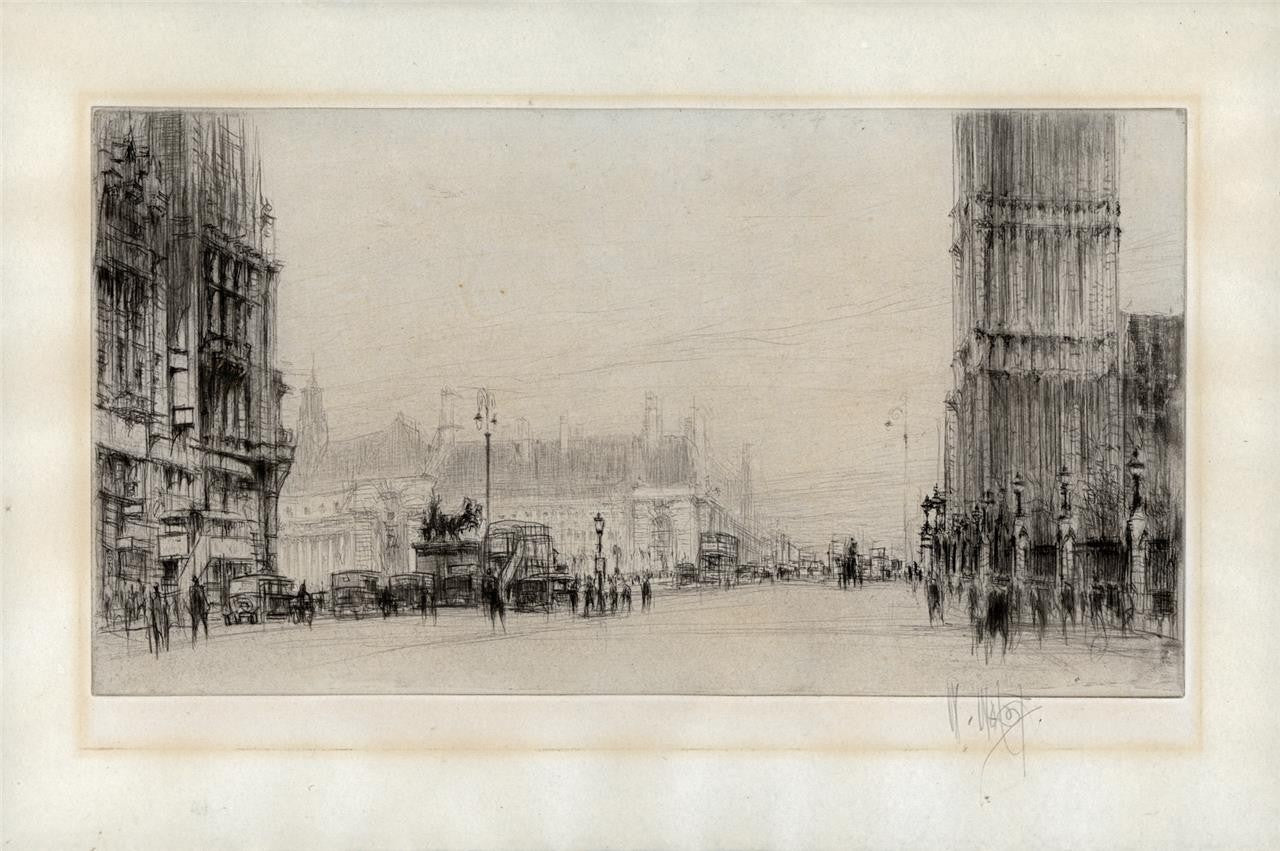 William Walcot (1874-1943) Pencil Signed Etching Westminster Bridge London3