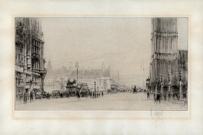 William Walcot (1874-1943) Pencil Signed Etching Westminster Bridge London3