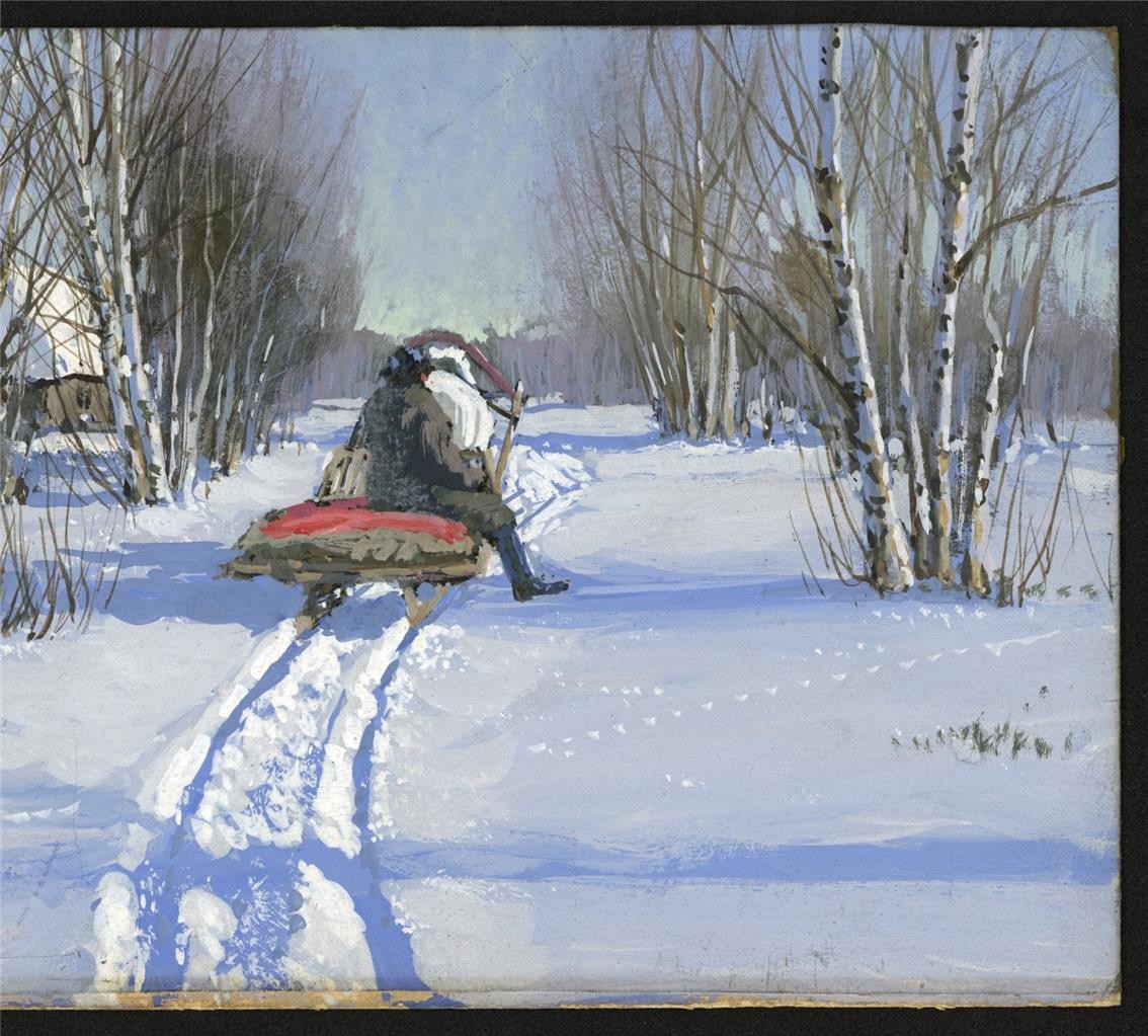 Andrei Yegorov (1878-1954) - Painting - Snowy Winter Landscape6