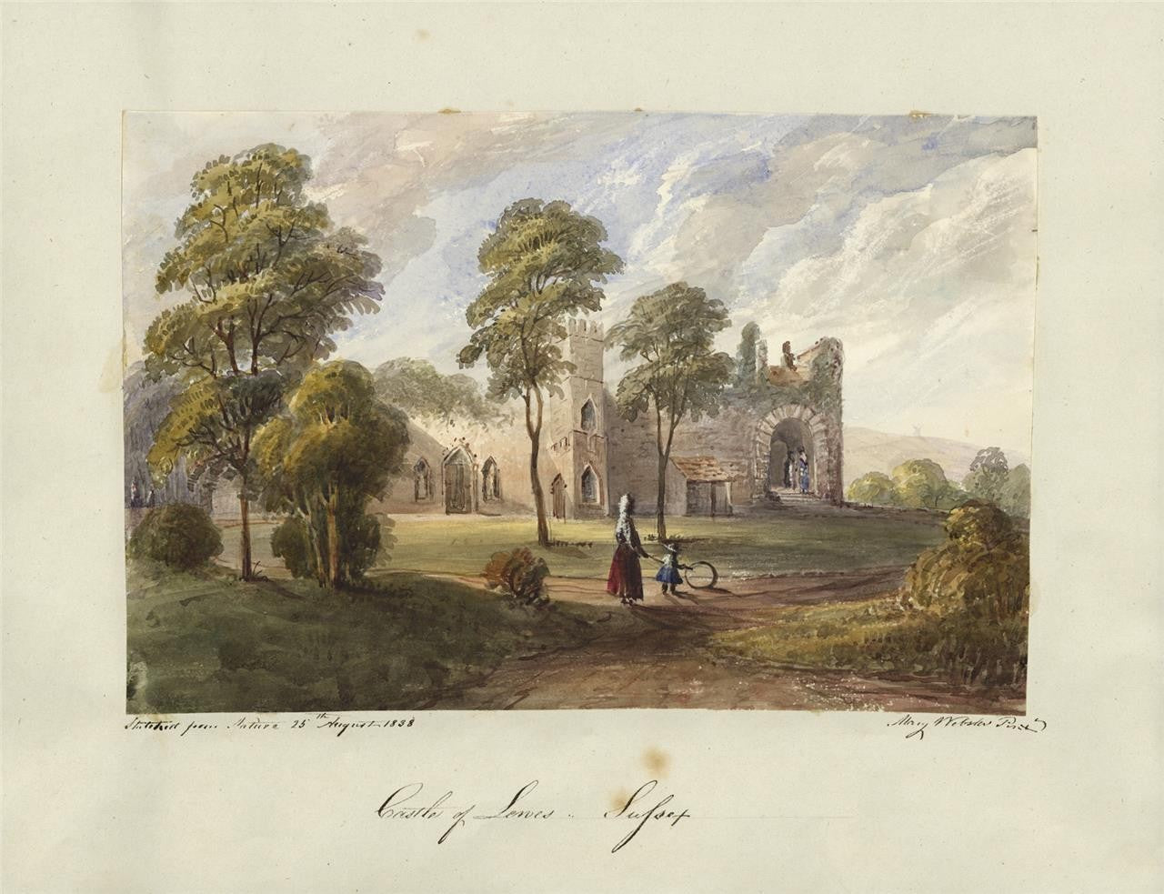 Mary Webster (1794-1883) Watercolour Painting Lewes Castle Sussex 18386