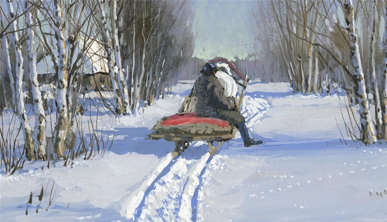 Andrei Yegorov (1878-1954) - Painting - Snowy Winter Landscape3