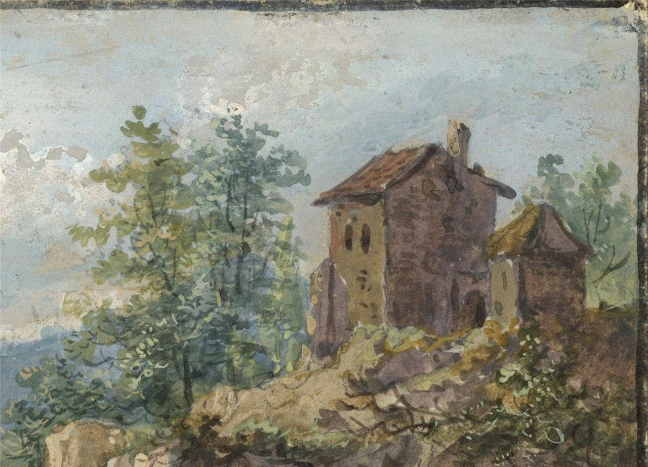 In The Manner Of Paul Sandby - Miniature Gouache Painting - Cattle In Landscape3