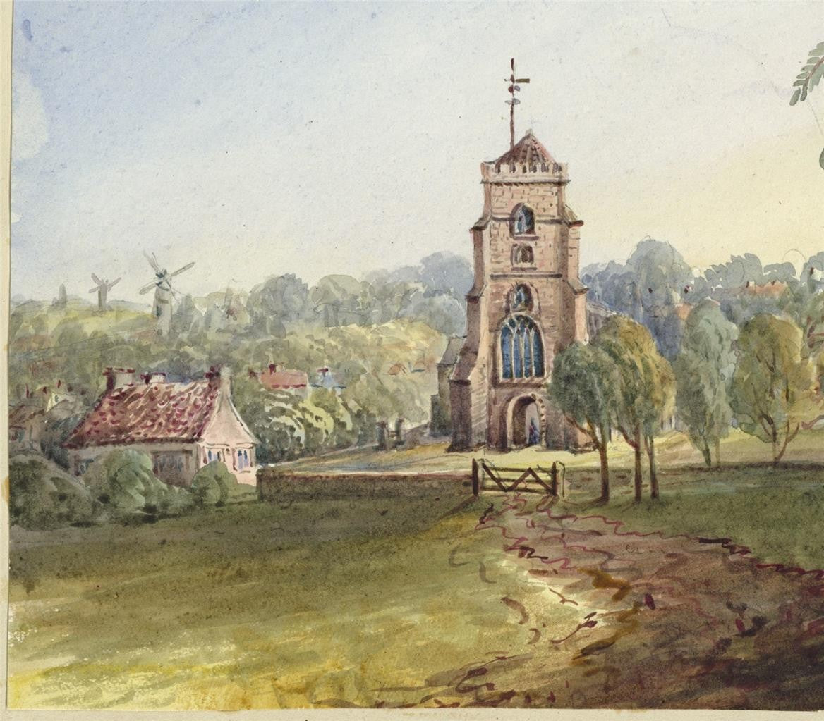Mary Webster (1794-1883) Watercolour Painting - Eastbourne Church 18425