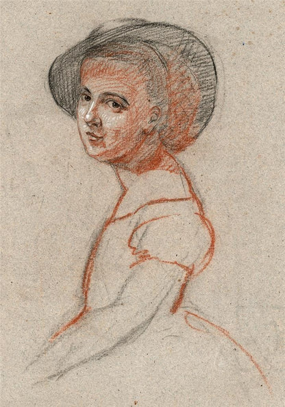 ELMA MARY GOVE (1832-1921) Pastel Drawing LADY WEARING HAT - AMERICAN ARTIST3
