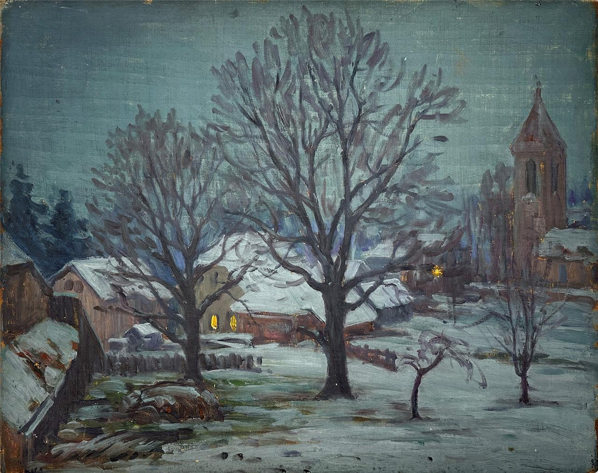 William Samuel Horton (1865-1936) Oil Painting - Impressionist Winter Landscape0