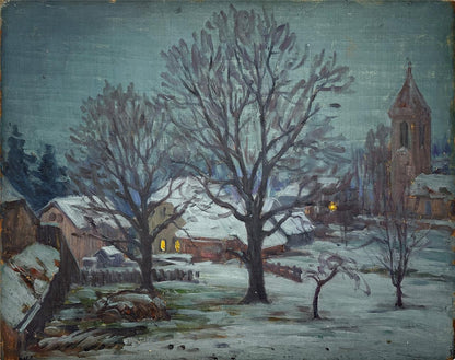 William Samuel Horton (1865-1936) Oil Painting - Impressionist Winter Landscape0