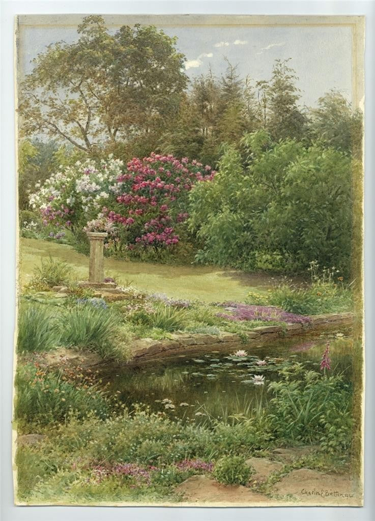 Charles Edward Brittan Jnr (1870-1949) Watercolour Painting 1941 - Garden Scene1