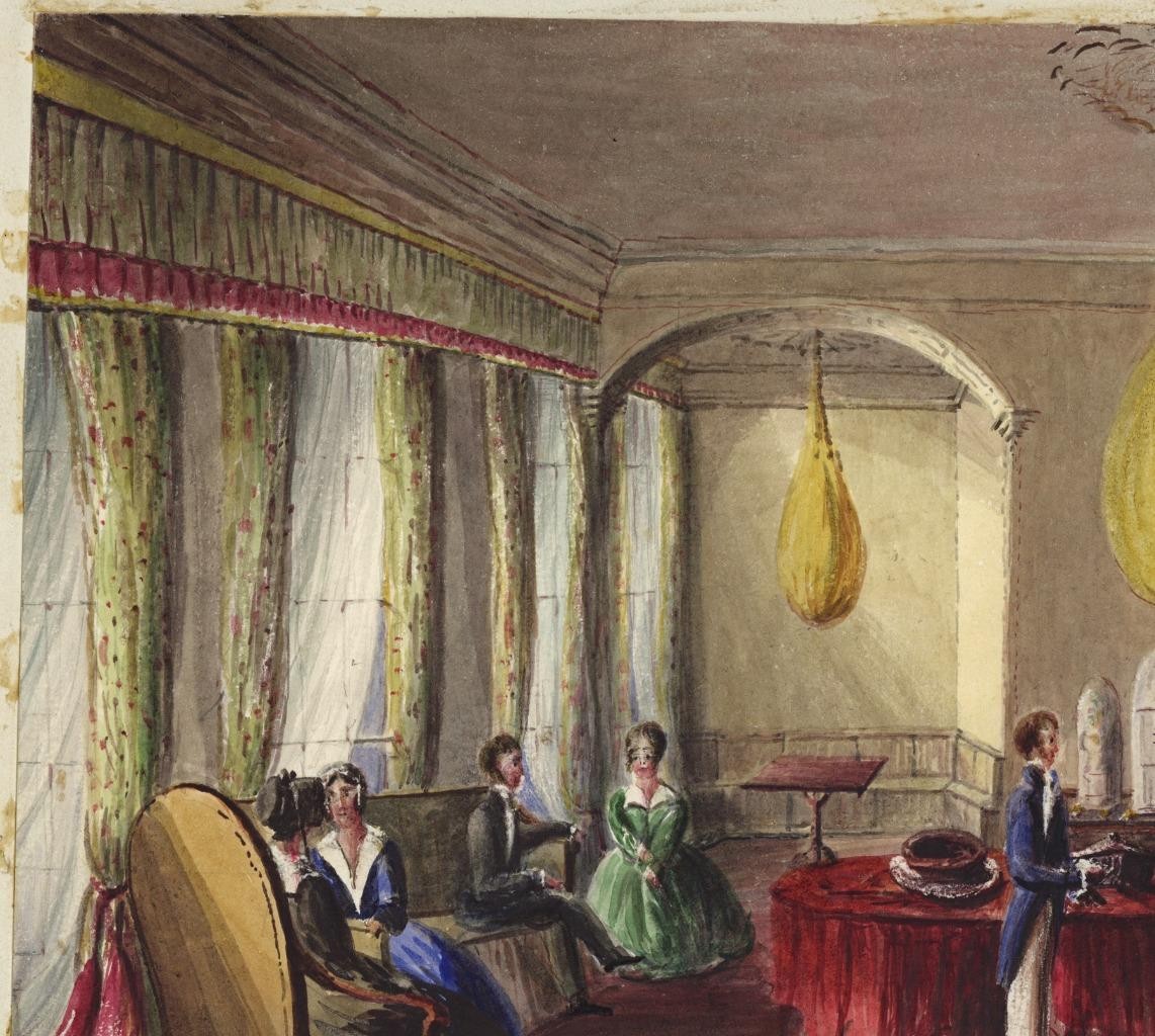 Mary Webster (1794-1883) Watercolour Painting - Figures In Interior Scene 18477