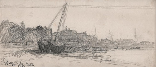 George Charles Haite (1855-1924) Pencil Drawing Wells-Next-The-Sea 18990
