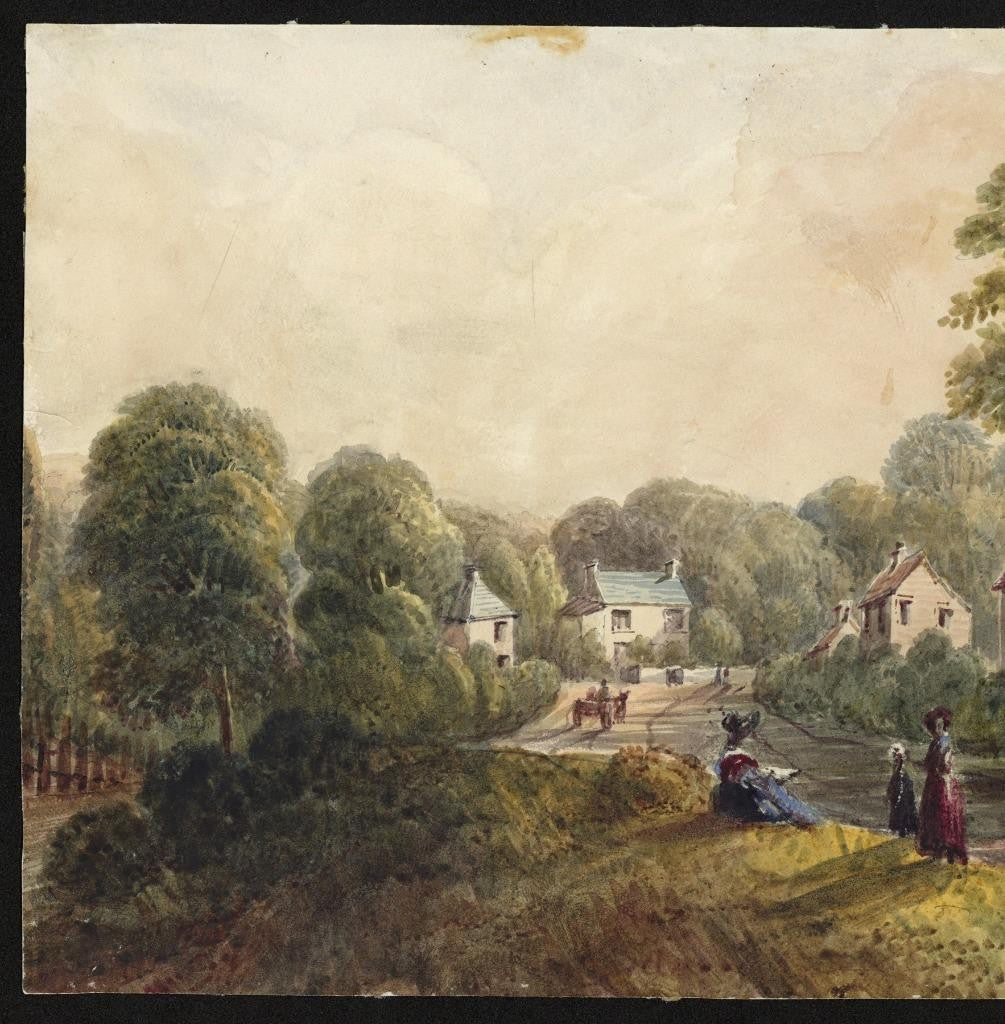 Mary Webster (1794-1883) Watercolour Painting - Cottages At Sudbury London 18404