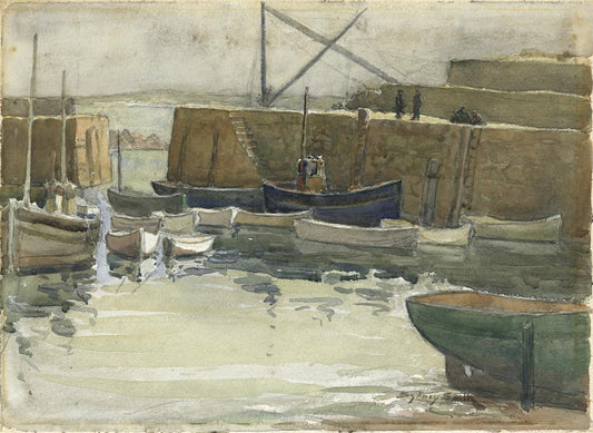 Sydney Smith (1912-1982) Watercolour Painting Mousehole Cornwall0