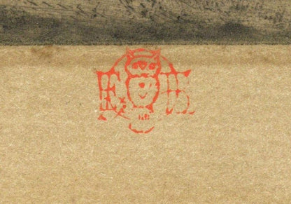 Felix Buhot (1847-1898) Etching - Sheepfold At Sunset 1881 - Red Owl Stamp2