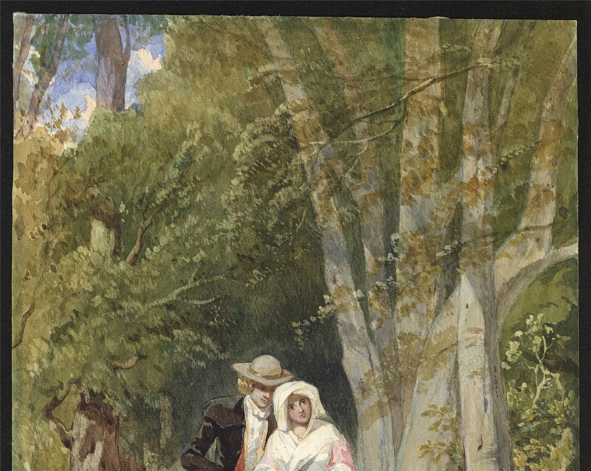 Auguste Francois Laby - Watercolour Painting - Lady & Gentleman With Dogs5
