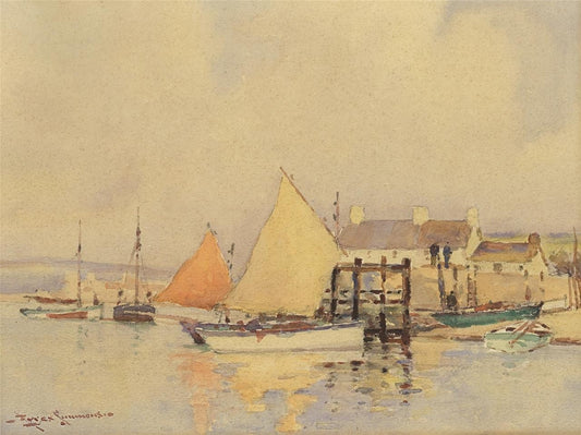 Eyres Simmons (1872-1955) - Watercolour Painting - Boats In Harbour0