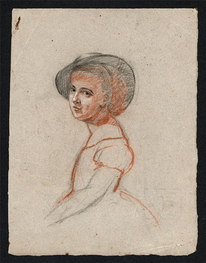 ELMA MARY GOVE (1832-1921) Pastel Drawing LADY WEARING HAT - AMERICAN ARTIST4