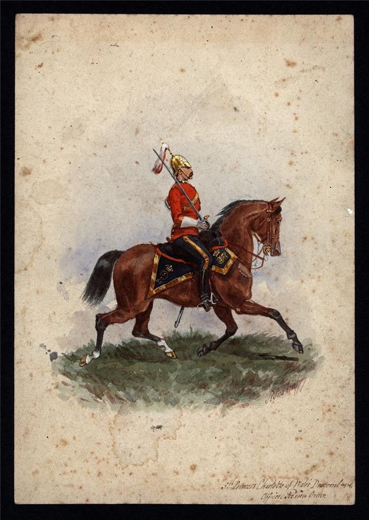 Richard Simkin (1850-1926) Watercolour Painting 5th Dragoon Guards Officer 18771