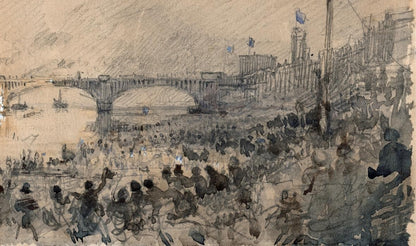 The Boat Race Oxford & Cambridge - Watercolour Painting 1877 River Thames London9
