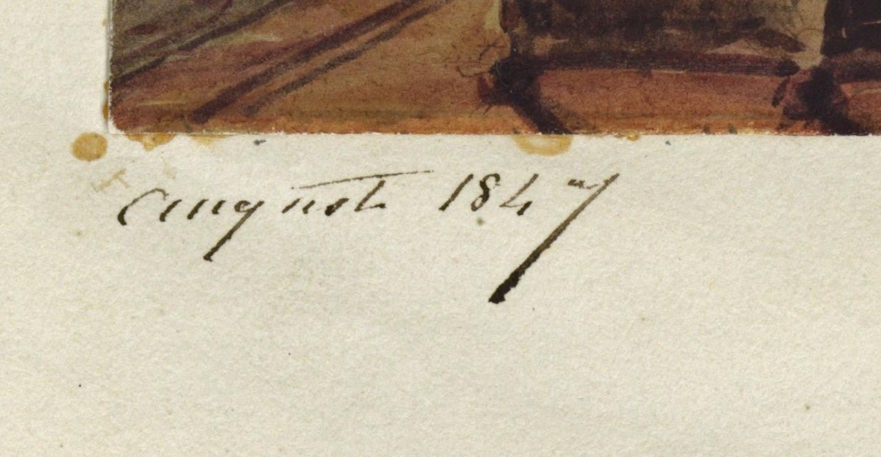 Mary Webster (1794-1883) Watercolour Painting - Figures In Interior Scene 18472