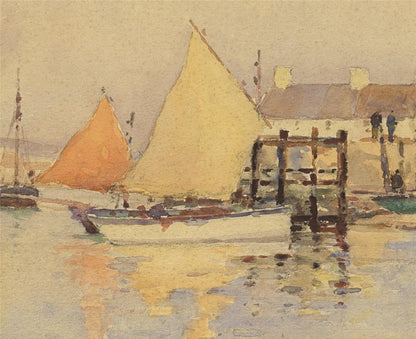 Eyres Simmons (1872-1955) - Watercolour Painting - Boats In Harbour6