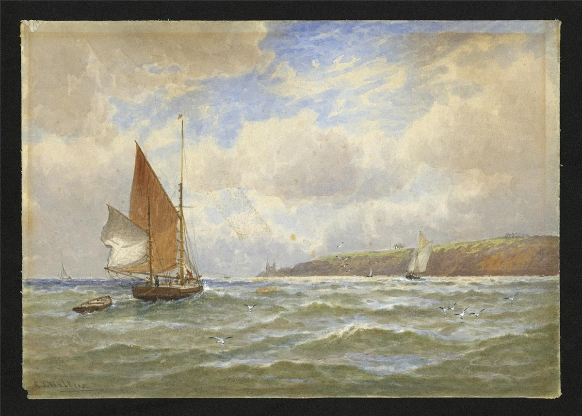 George Stanfield Walters (1838-1924) Watercolour Painting Boats Off Coast1