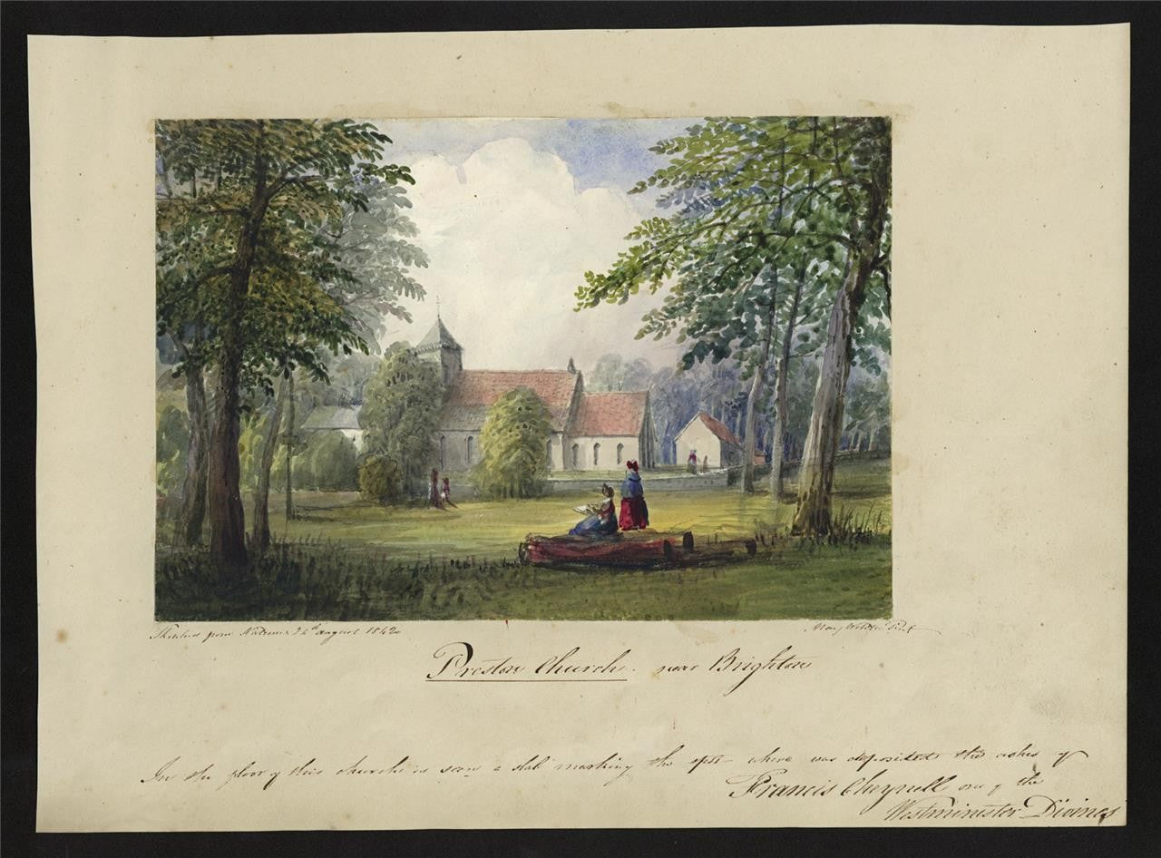 Mary Webster (1794-1883) Watercolour Painting - Church At Preston Brighton 18421