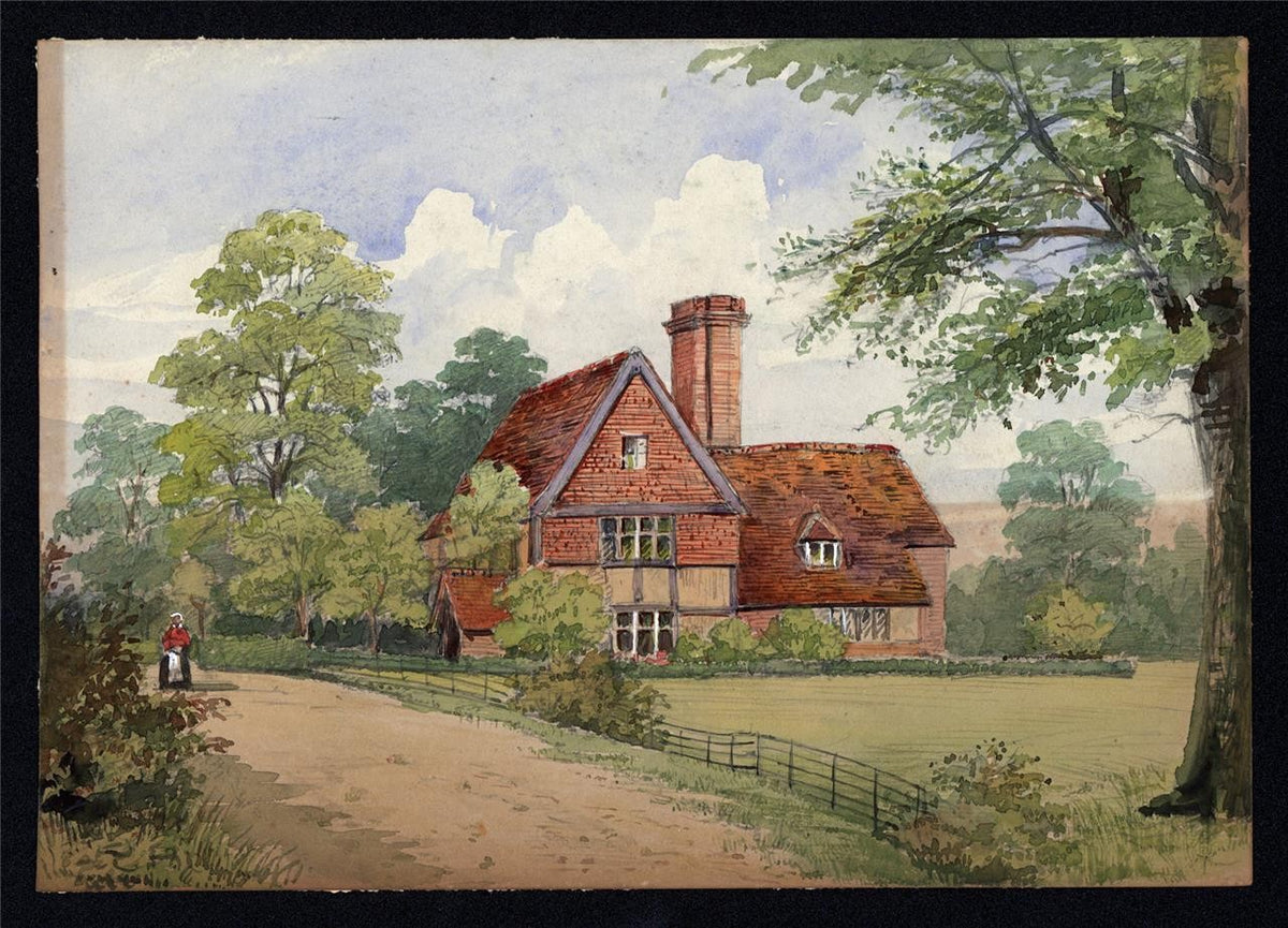 Farm House Near Tonbridge Kent 1887 Watercolour Painting - James Foster Wadmore1