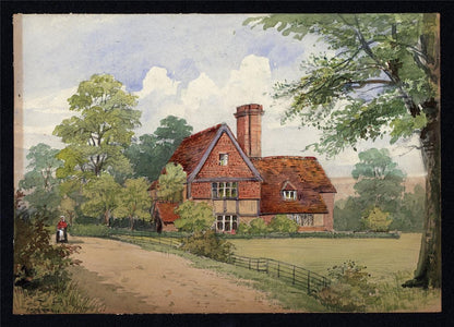 Farm House Near Tonbridge Kent 1887 Watercolour Painting - James Foster Wadmore1