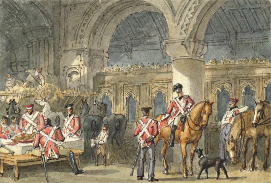 Military Scene - Miniature Watercolour Painting - 19th Century - 30