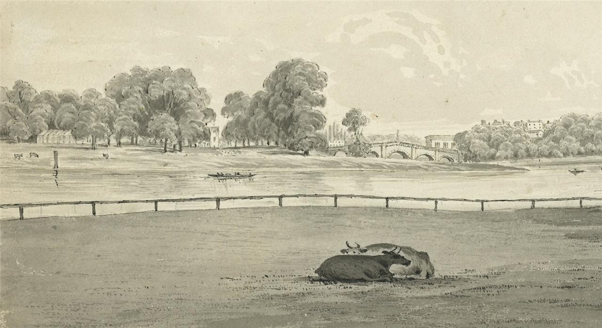 James Wilcox (1778-1865) Watercolour Painting - Richmond Bridge London 18396
