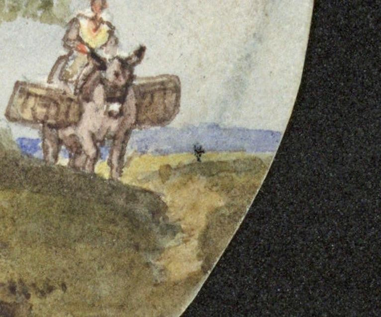 Figures In Rural Landscape Miniature Watercolour Painting 19th Century4