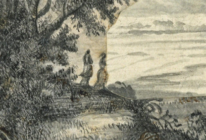 Figures In Landscape Small Watercolour Painting - Late 18th / Early 19th Century6