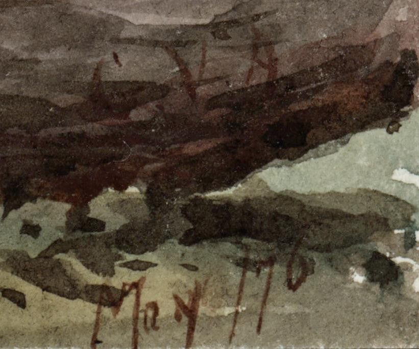 TREES IN LANDSCAPE HAM SURREY Victorian Watercolour Painting 18761