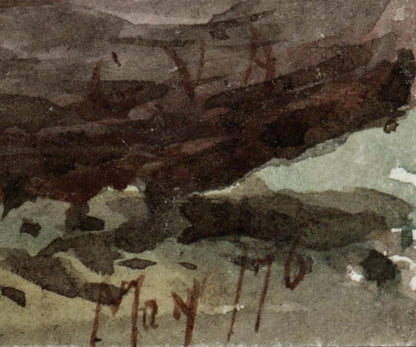 TREES IN LANDSCAPE HAM SURREY Victorian Watercolour Painting 18761