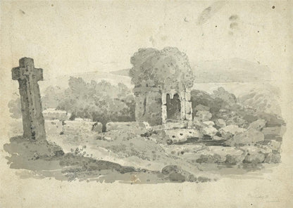Baptistery Study - Antique Watercolour Painting - 19th Century0