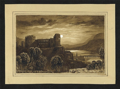 After Clarkson Stanfield Heidelberg Castle Watercolour Painting - 19th Century1