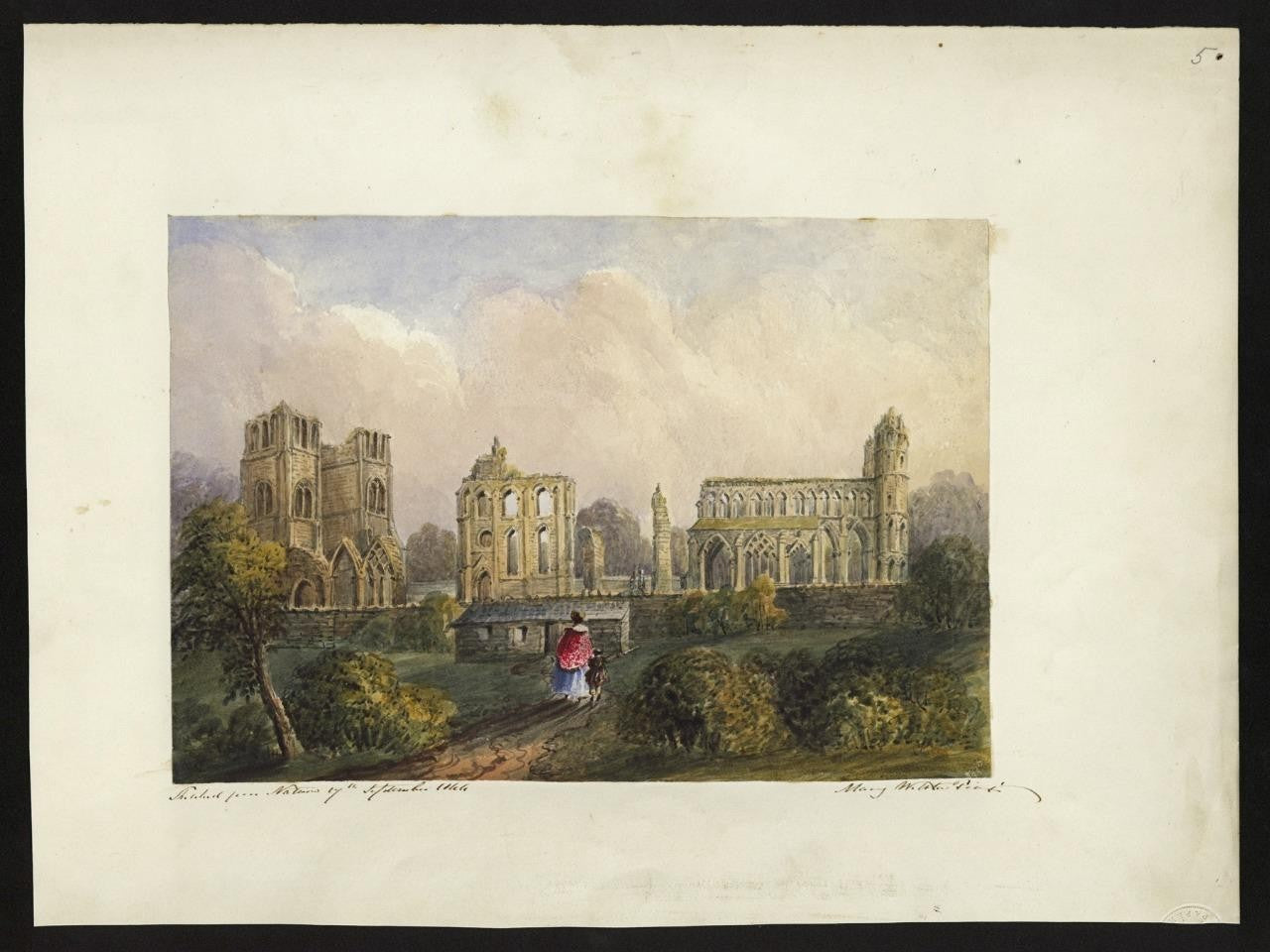 Mary Webster (1794-1883) Watercolour Painting Elgin Cathedral Scotland 18441