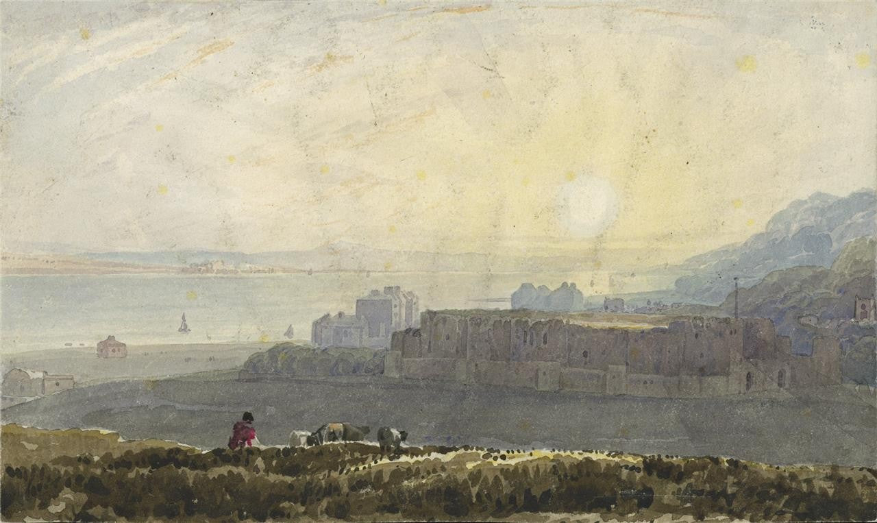 Castle In Landscape - Watercolour Painting - 19th Century0
