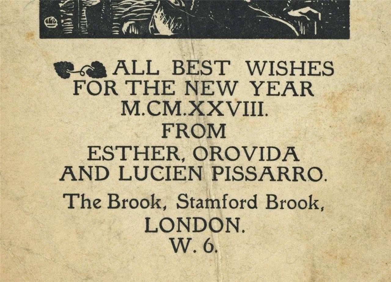 Lucien Pissarro (1863-1944) Small Woodcut - 1927 - New Year2