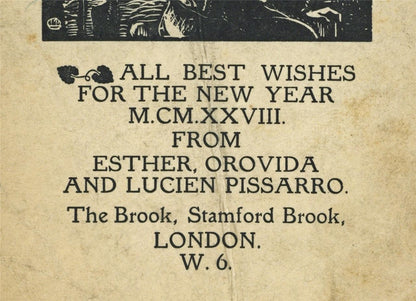 Lucien Pissarro (1863-1944) Small Woodcut - 1927 - New Year2