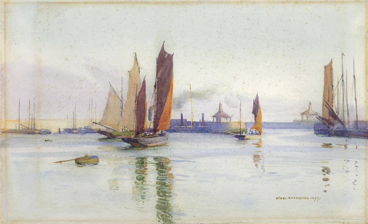 Ethel Kirkpatrick (1869-1966) Watercolour Painting - Boats In Harbour 18970