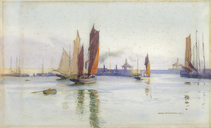 Ethel Kirkpatrick (1869-1966) Watercolour Painting - Boats In Harbour 18970