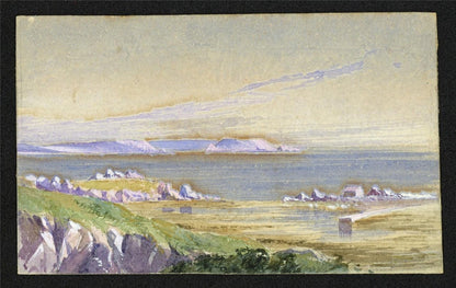 Bordeaux Harbour Guernsey - Miniature Watercolour Painting - 19th Century1